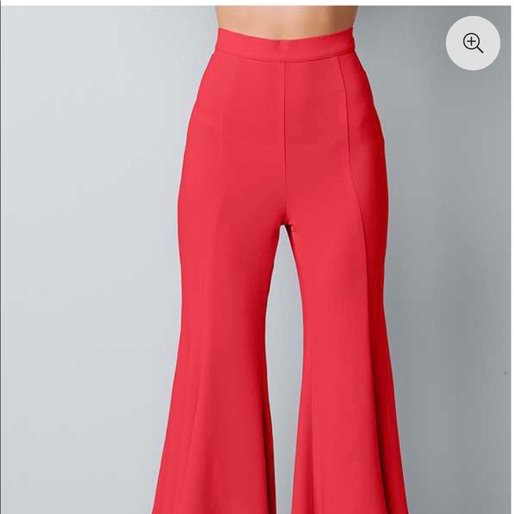 Venus red cropped palazzo ruffle hem pants XS - Picture 4 of 10